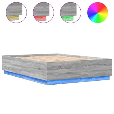 Produktbild von Bettgestell mit LED Grau Sonoma 140x200 cm Holzwerkstoff