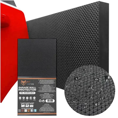 Produktbild von Garagen-Wandschutz selbstklebend 40x20x1,5 cm, Türkantenschutz aus EVA-Schaum, Waffelstruktur für Stoßdämpfung, EVI GARAGE, Schwarz