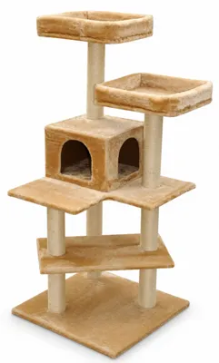 Produktbild von Kratzbaum Findus beige 138 x 60 x 60 cm mit Katzenhöhle und 2 Liegeplätzen