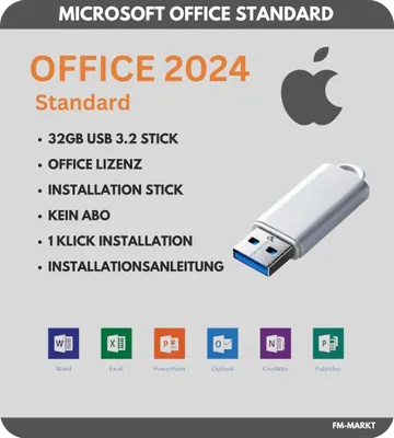 Produktbild von Microsoft Office 2024 Standard MAC | Word Exel Outlook | USB Installation Stick