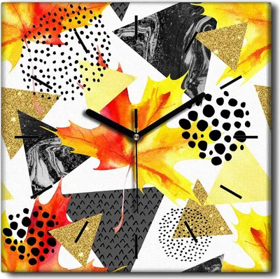 Produktbild von Coloray Uhr auf Leinwand 30x30 cm Wand Uhr Dekoration Wohnzimmer Segeltuch schwarze Hände -Herbstabstraktion.
