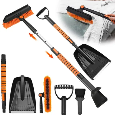 Zdjęcie produktu dla Skrobaczka do szyb samochodowych - Teleskopowa - 80 do 100 cm - Czarna - Do odśnieżania i odmrażania szyb