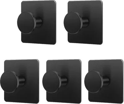 Immagine prodotto di Eleganti ganci da parete autoadesivi in acciaio inossidabile, set da 5 pezzi, ideali per il bagno e la cucina