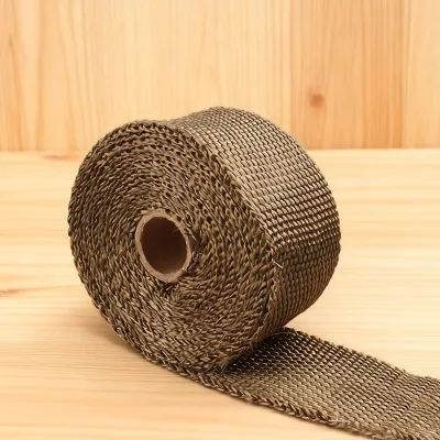 Produktbild von Abgaswärmewickelrolle Hochtemperaturbeständiges Rohrschalldämmungsband für Motorräder 5 mm x 50 mm x 10 m Titangold