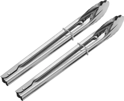 Immagine prodotto di set di 2 pinze da barbecue in acciaio inox [lunghezza-28 cm] - 2 pinze universali da cucina | pinze multiuso per barbecue - pinze per carne [resistenti al calore] | pinze per salsicce | pinze da portata | pinze da gourmet