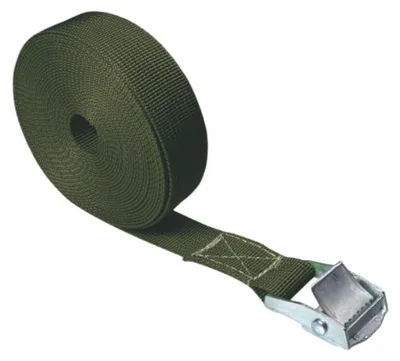 Immagine prodotto di Cinghia di fissaggio, cinghia di tensionamento, cinghia di ancoraggio, lega di zinco, polipropilene, 2,5 cm x 400 cm, verde militare