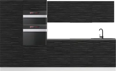 Produktbild von Belini Küchenzeile Küchenblock Grace - Küchenmöbel 300 cm Einbauküche Vollausstattung ohne Elektrogeräten mit Hängeschränke und Unterschränke, ohne Arbeitsplatten, Königliches Ebenholz