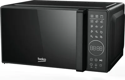 A black Beko microwave oven is shown against a white background.