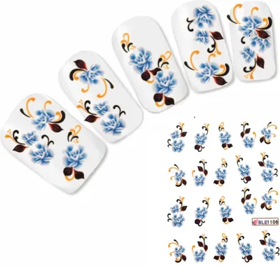 Produktbild von Nagel Sticker Tattoo Nail Art Blumen mit Ornament Aufkleber Neu!
