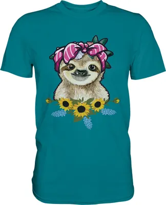 Produktbild von Faultier Sonnenblumen T-Shirt Gärtner Geschenk Garten Motiv – Diva Blue / 3XL