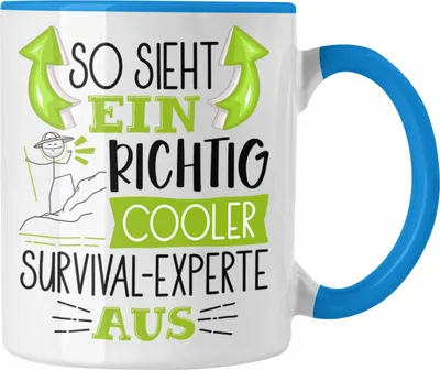 Produktbild von Trendation - So Sieht Ein Richtig Cooler Survival-Experte Aus Tasse Geschenk für Survival-Experte Geburtstag Geschenkdiee (Blau)