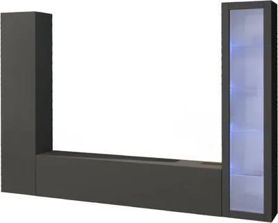 Produktbild von Dmora Wohnwand Girolamo 260x30x180h cm Schwarz, 9 Regale, 3 Türen