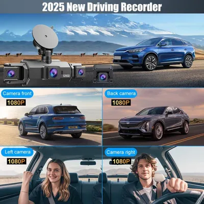 Obrázek produktu pro 4-kanálová palubní kamera - Autokamera - Autorekordér - Kamera do vozidla - Multikanálová palubní kamera - 360° pokrytí