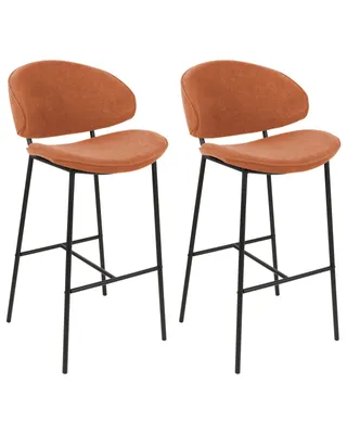 Produktbild von BELIANI Barstuhl 2er Set Orange Stoffbezug und Metall mit Lehne Fußstützen Modernes Design Sitzmöbel Wohnzommer Küche Bar Wohnküche Ausstattung