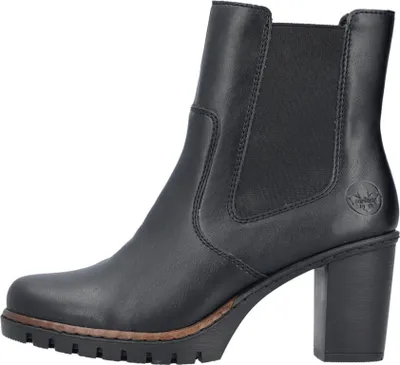Image de Chaussures de ville pour femmes Rieker, bottines noires, style décontracté