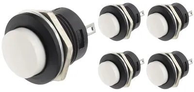 Produktbild von ProRide Drucktaster-Impulsschalter 16 mm Unterputz, Weiß, 5 Stück