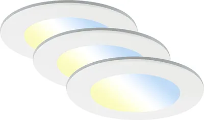 Productafbeelding van Di-Ka LED inbouwspot Fungo RGBW, 3-delige set, wit, Ø 9,2 cm, 4,8 W, dimbaar