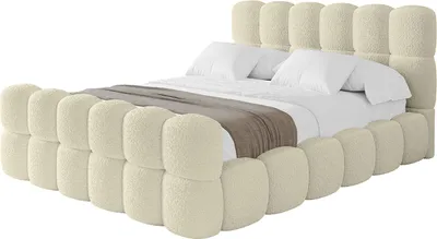 Produktbild von ALTDECOR Polsterbett mit Bettkasten, Fußteil und Lattenrost, Bett mit Kopfteil, Boxbett ohne Matratze, Doppelbett mit Stauraum - LEYA-Z 160x200 Beige