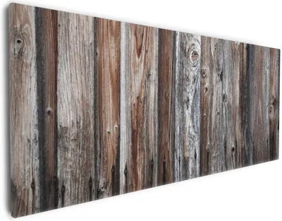 Produktbild von Wallario Premium Leinwandbild Alte Holzwand - Holzplanken in grau und braun in Größe 30 x 75 cm