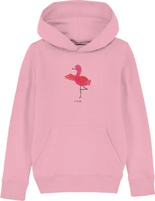 Produktbild von Mr. & Mrs. Panda Kinderpullover Flamingo Yoga 5-6 Jahre (110/116) - Baumwolle Pink - Geschenk, Baum, Urlaub, Kapuzenpulli, Kapuzenpullover, Pullover, Hoodie, Namaste, Vogel
