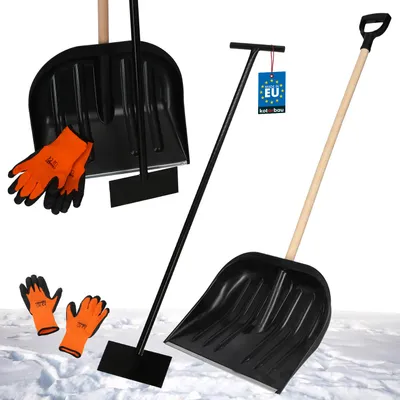 Immagine prodotto di KOTARBAU® Set pala da neve con manico in legno 142,5 cm raschietto per il ghiaccio 119 x 20 cm + guanti pala da neve calda pala da neve rimuovi neve auto