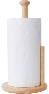 Immagine prodotto di Portarotoli da cucina in legno, autoportante, colore naturale, base in legno, diametro 18 cm, altezza 35 cm