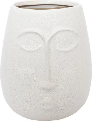 Image de Vase visage blanc Birlik 22 cm en céramique