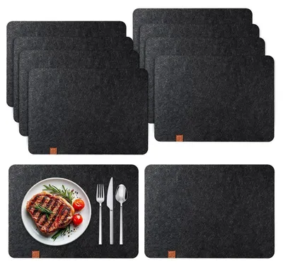 Immagine prodotto di Sottopiatti in feltro, confezione da 10 pezzi, dimensioni 44x30 cm, lavabili, spessore 3 mm, colore nero