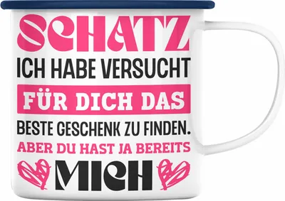 Produktbild von Trendation - Lustige Emaille Tasse für Freund Freundin Valentinstag Geschenkidee für Sie Ihn Ich Habe Versucht Das Perfekte Geschenk Zu Finden (Blau)