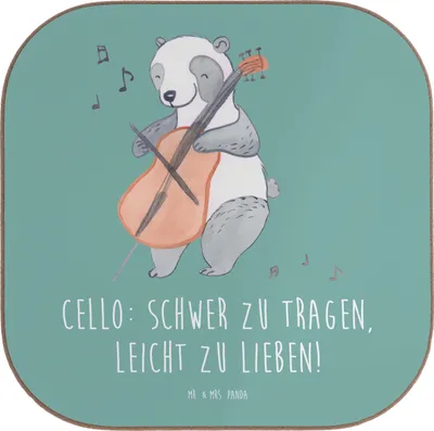 Produktbild von Mr. & Mrs. Panda Tassenuntersetzer Cello Liebe - Meeresbrise - Geschenk, Lernen, Streichinstrument, Musik, Coaster, Musiker, Orchester, Getränkeuntersetzer, Instrument