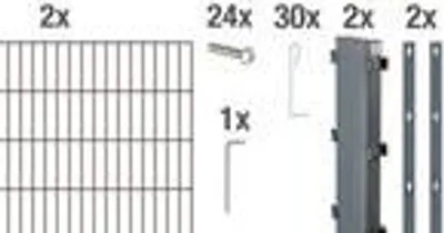 Zdjęcie produktu dla Alberts 665272 Gabiony ogrodzeniowe Step², do zabetonowania, antracyt, szerokość oczka 200 cm, wysokość 100 cm, długość 4 m