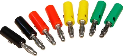Produktbild von Bananenstecker-Set McPower, 4mm, Querloch, Druckfeder, 4 Farben, 8-teilig