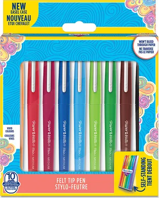 Produktbild von Paper Mate Flair-Stiftetui | mittlere Spitze (0,7 mm) | farblich sortiert | Stiftetasche mit 10 Stiften
