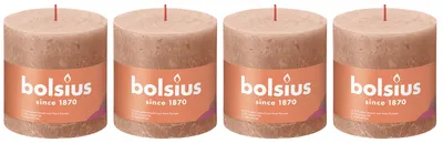 Immagine prodotto di set di 4 candele a colonna - Altezza 10 cm - Diametro 10 cm - Rustico - Caramello cremoso