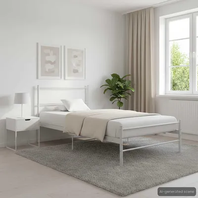 Image de Lit de luxe - Structure de lit blanche en métal, 100 x 200 cm
