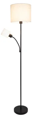 Produktbild von Stehleuchte - Stehleuchte "FILOMENA" H: 165cm schwarz/beige, Stehlampe im Modern Style, aus Metall, Kunststoff und Textilmaterial in schwarz, 165 cm hoch, Ø 30 cm, E27-Fassung – Druckschalter