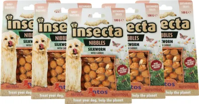 Produktbild von 5x100g - Insecta Nibbles Silkworm (Seidenraupe & Karotte) Hundekekse mit Insektenprotein