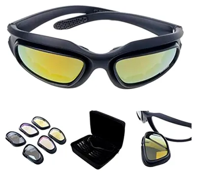 Produktbild von Polarisiert Fahren Reiten Linse Sonnenbrille mit 4 Objektiven für Motorrad, Fahrrad und Outdoor-Aktivitäten