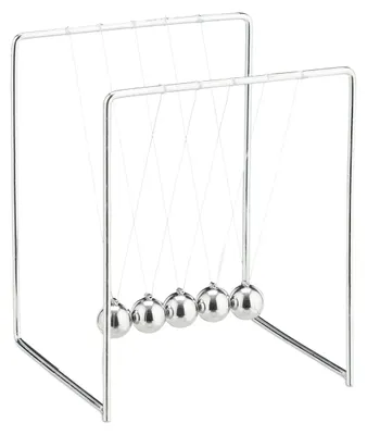 Produktbild von 10 x Newton Pendel, Kugelpendel für Schreibtisch & Büro, Physik, je 5 Kugeln, Metall, Newton Kugelstoßpendel, silber
