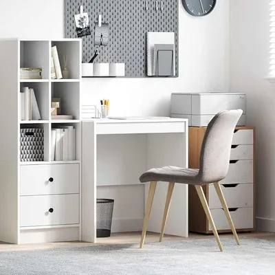 Produktbild von Weißer Schreibtisch, 70 x 50 x 76 cm, Computer-Schreibtisch für Schlafzimmer, Wohnzimmer, Arbeitsplatz, Arbeitstisch, Computertische