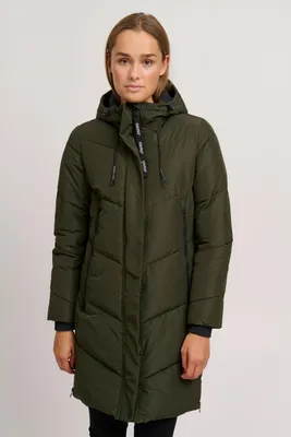 Produktbild von Oxmo OXJuna Damen Wintermantel Parka Mantel mit Kapuze Gummizug Reißverschlusstaschen Seiten-Reißverschlüsse Regular fit