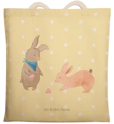 Produktbild von Mr. & Mrs. Panda Tote Bag Hasen Muschel - Gelb Pastell - Geschenk, Beste Freundin, Muscheln, Beutel, Stofftragetasche, Tasche, shopping, Beuteltasche, Urlaub, Meer