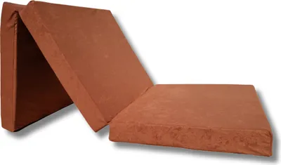 A folded mattress is shown against a white background.