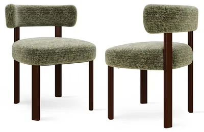 Image de Chaises de salle à manger COLAMY, lot de 2, chaises de salle à manger en bois massif au design sobre et chaleureux, couleur verte