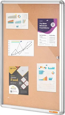 Produktbild von 36"x24" Enclosed Cork Board with Aluminum Frame Lockable Bulletin Board