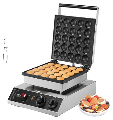 Image de VEVOR Mini crêpière commerciale Dutch Mini machine à crêpes, 25 pièces, 43 mm de diamètre, Dorayaki, 1700 W, réglage de la température et du temps, dans les cuisines,