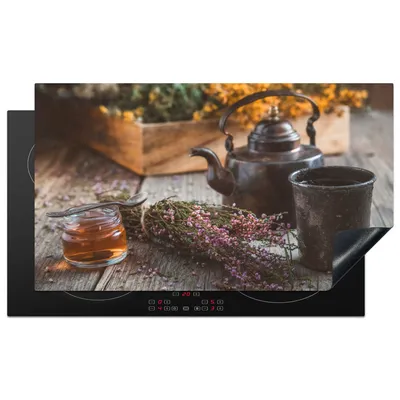 Produktbild von KitchenYeah© Herdabdeckplatte Tee - Teekanne - Kräuter , 89x51cm, Küche Deko, Glaskeramikkochfeld Herdabdeckung, Abdeckplatte fùr Kochfeld