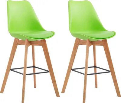 Productafbeelding van CLP Set van 2 barkrukken Metz, kunststof met rugleuning en voetsteun | Kleur: zwart, frame: naturel
