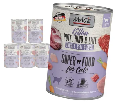 Produktbild von MAC's Kitten 6x400g Nassfutter für Kitten (Truthahn, Rind, Ente)