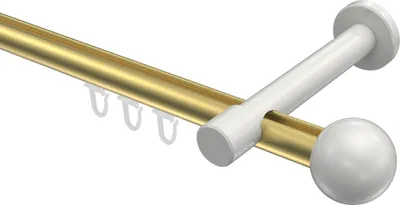 Produktbild von Interdeco Innenlaufstange / Gardinenstange mit Innenlauf Messing-Optik / Weiß, Typ Prestige Luino (Kugel), 20 mm Ø 1-läufig, 400 cm